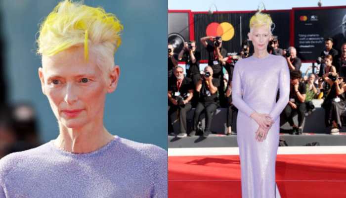 Tilda Swinton dyes her hair yellow to stand out for Ukraine at Venice Film Festival