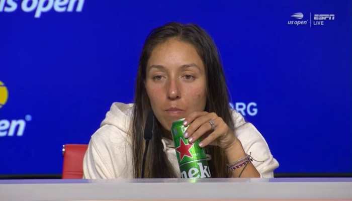 WATCH: Jessica Pegula sip BEER after losing US Open 2022 quarterfinal to Iga Swiatek