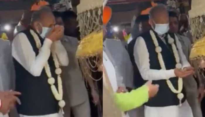 &#039;Can someone drink water with mask on?&#039;: Ashok Gehlot REACTS to viral video of him at Ramdevra temple