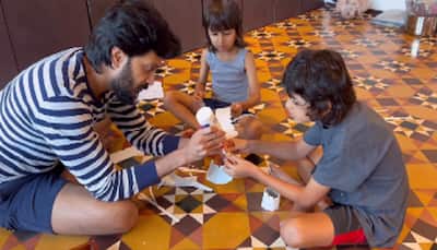 Riteish Deshmukh makes eco-friendly Ganesha with sons Riaan, Rahyl- WATCH