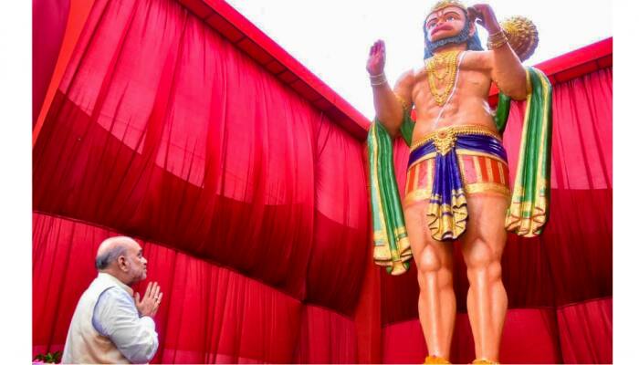 Amit Shah unveils 16-feet tall Lord Hanuman statue in Gujarat&#039;s temple