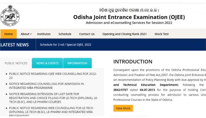 Odisha OJEE Counselling 2022 dates RELEASED for UG, PG courses at ojee.nic.in- Check latest updates here