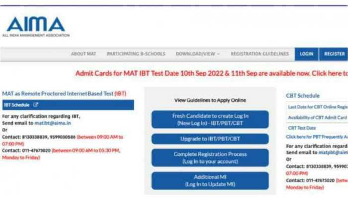 MAT Exam 2022: CBT admit card to be RELEASED TODAY at mat.aima.in- Here's how to download | India News | Zee News MAT Exam 2022: CBT admit card to be RELEASED TODAY at mat.aima.in- Here's how to download | India News | Zee News