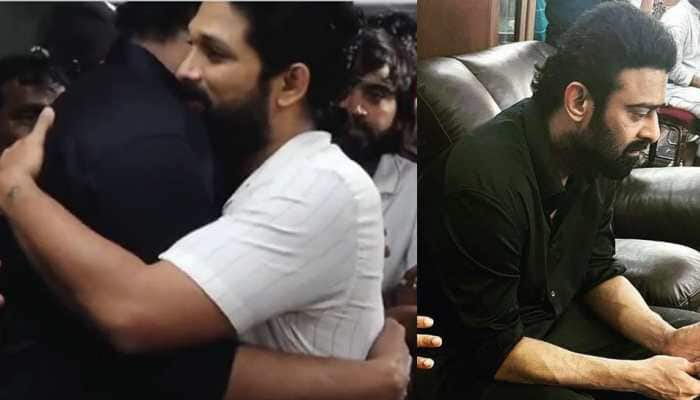 Prabhas cries at uncle Krishnam Raju&#039;s funeral, Allu Arjun hugs Baahubali actor