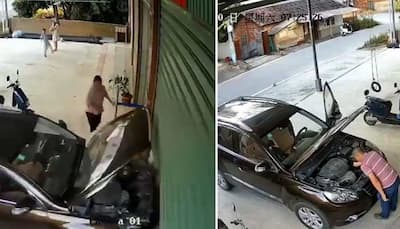 SHOCKING! Viral video shows man getting crushed trying to repair car, Netizens blame auto gearbox