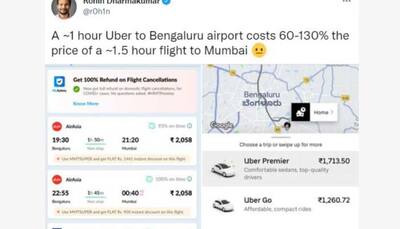 CEO compares prices of 1 hour Uber ride to B'luru airport with Mumbai flight; post goes viral