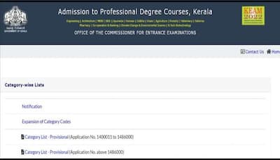 KEAM 2022 Provisional Category List released on cee.kerala.gov.in, direct to download link here