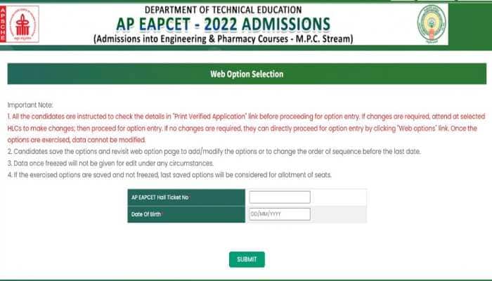 AP EAMCET Counselling 2022: Web option entry ends TODAY on cets.sche.ap.gov.in, direct link here