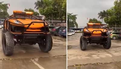 Lamborghini Aventador worth over Rs 5 crore modified into monster truck with GIANT wheels - WATCH video
