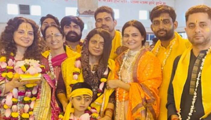 Kangana Ranaut visits Mathura&#039;s Banke Bihari Temple with family