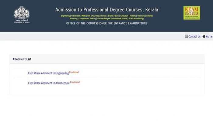 KEAM 2022: Round 1 provisional seat allotment list OUT at cee.kerala.gov.in- Direct link to check allotment here