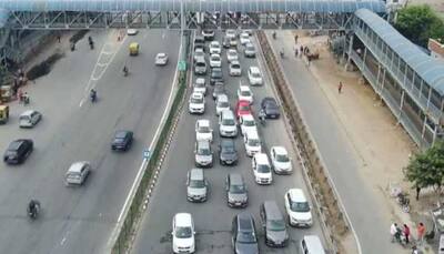 MASSIVE congestion on Delhi-Jaipur expressway in Gurugram, traffic disrupted amidst ongoing work