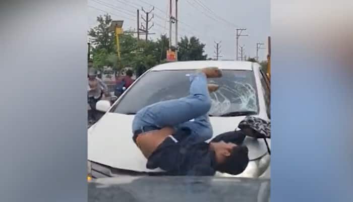 Watch: Speeding car hits group of students brawling outside Ghaziabad college for 'supremacy'