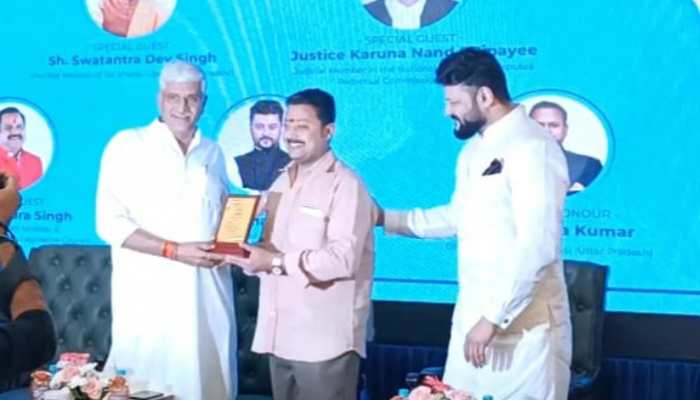 Union Minister Gajendra Singh Shekhawat honours columnist Abhishek Gupta, others