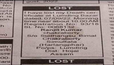 Internet goes crazy after man gives advertisement for his lost death certificate in newspaper
