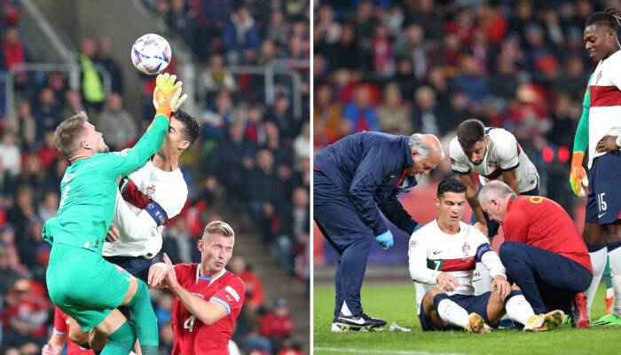 WATCH: Cristiano Ronaldo left bloodied during Portugal&#039;s Nations League clash vs Czech Republic
