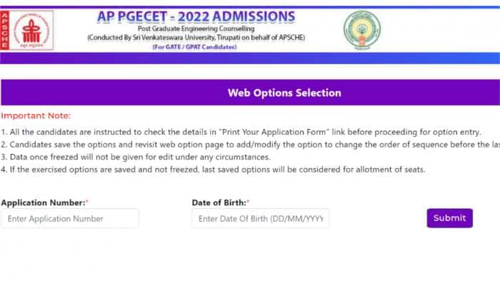 AP PGECET 2022 Counselling: APSCHE Web Option Selection last date TODAY at pgecet-sche.aptonline.in- Check details here