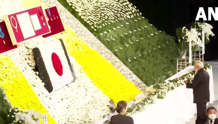 PM Narendra Modi attends former Japanese PM Shinzo Abe's state funeral at Nippon Budokan Hall in Tokyo