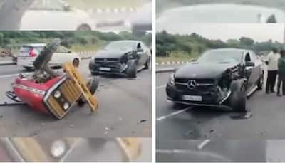 SHOCKING: Tractor breaks into half after accident with Mercedes-Benz, Internet is amused - Watch Video