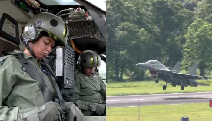  In PICS: Female IAF officers flying SU-30 fighter plane and choppers along China border in Assam