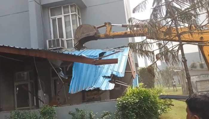 Bulldozer razes illegal enroachments in Shrikant Tyagi's Grand Omaxe society