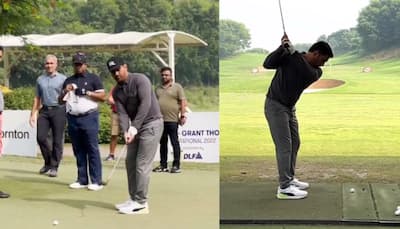 WATCH: MS Dhoni switches from cricket to golf, shows off skills at Kapil Dev-Grant Thornton Invitational 2022 