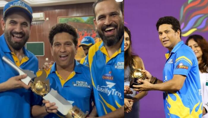 Road Safety World Series 2022: Sachin Tendulkar, Irfan Pathan celebrate India Legends&#039; 2nd title win in special way - WATCH 