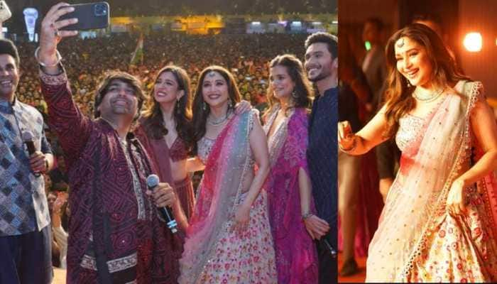 Madhuri Dixit grooves on &#039;Boom Padi&#039; with the cast of Maja Ma in Ahmedabad- PICS