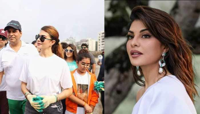 Jacqueline Fernandez visits versova beach for a cleanup drive-Pics