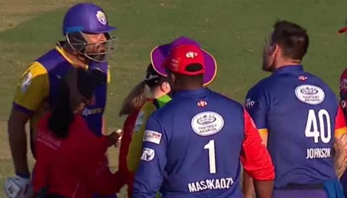 WATCH: Yusuf Pathan and Mitchell Johnson's HEATED clash during LLC Qualifier 1