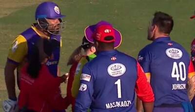 WATCH: Yusuf Pathan and Mitchell Johnson's HEATED clash during LLC Qualifier 1 match
