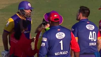 WATCH: Yusuf Pathan and Mitchell Johnson's HEATED clash during LLC Qualifier 1 match