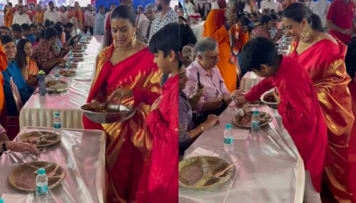 Kajol is 'proud' of son Yug as he serves bhog at Durga Puja- WATCH