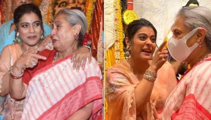 Kajol tells Jaya Bachchan 'mask nikalna padega', poses with Rani Mukerji for pics; viral video from Durga Puja pandal breaks internet - Watch