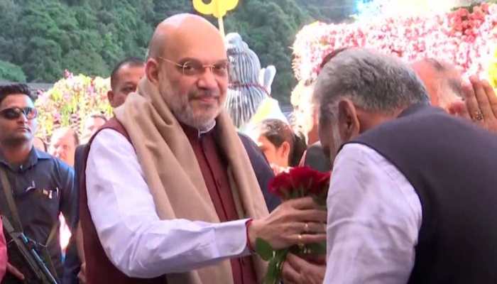 Amit Shah's J&amp;K visit: Union Home Minister offers prayers at Vaishno Devi Shrine
