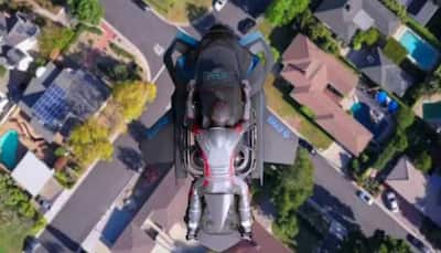 Video of delivery agent flying on a jetpack to deliver food goes viral, Twitterati go crazy-- watch video here