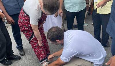 Rahul Gandhi ties mother Sonia’s shoelaces during Bharat Jodo Yatra, picture of mother-son bond breaks internet
