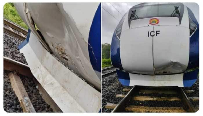 Mumbai-Gandhinagar Vande Bharat Express suffers damage twice in two days after hitting Cattle