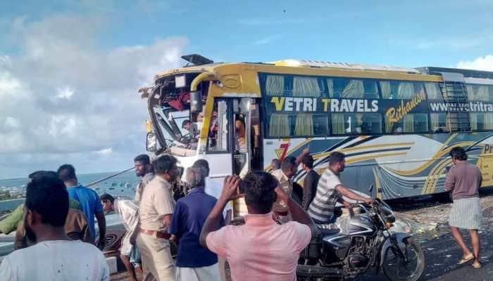 Two speeding buses collide on a bridge in Tamil Nadu&#039;s Mandapam; 10 injured