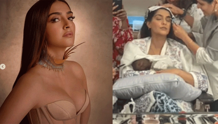 Sonam Kapoorxvideo - Sonam Kapoor breastfeeds her son Vayu as she gets her makeup done, husband  Anand Ahuja reacts: WATCH | People News | Zee News