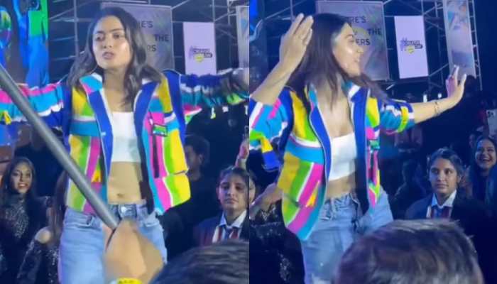 Rashmika Mandanna grooves to &#039;Saami Saami&#039; at the Meta Creators Day event in Hyderabad: WATCH