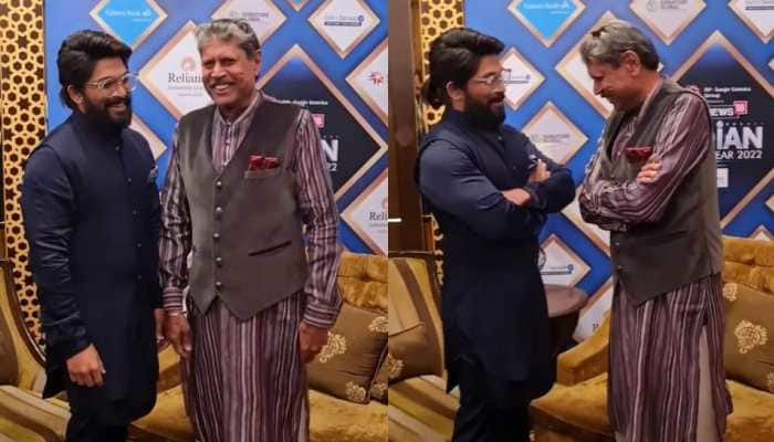 Pushpa star Allu Arjun meets former cricketer Kapil Dev as he receives ‘Indian of the Year’ award- Watch  