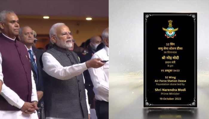 PM Narendra Modi lays foundation stone of 52 Wing Air Force Station Deesa at DefExpo22