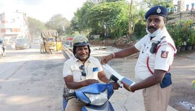 Bengaluru traffic cop fines another policeman for wearing wrong helmet, netizens say 'PR stunt'