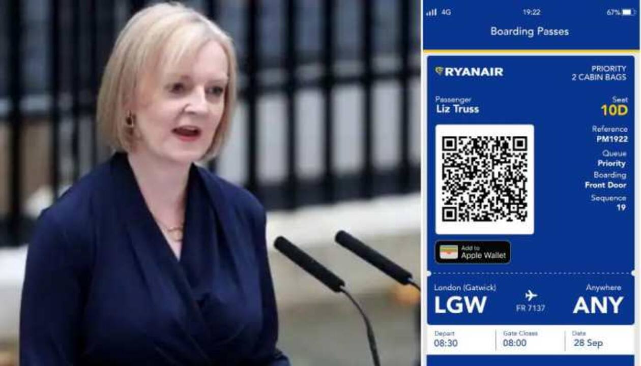 From London to Anywhere' Ryanair's FUNNY boarding pass to ex-UK PM Liz  Truss takes internet by Storm | Aviation News | Zee News