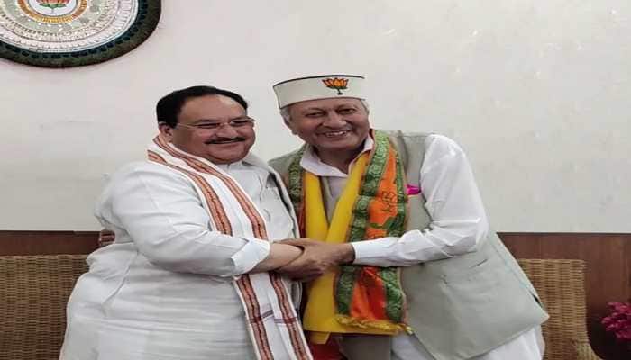 JP Nadda welcomes Vijay Singh Mankotia in BJP as he leaves Congress for third time
