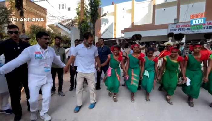 Watch: Rahul Gandhi dances with tribals during Bharat Jodo Yatra in Telangana