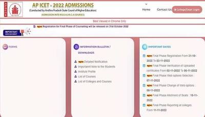 AP ICET Counselling 2022: Final phase registration begins TOMORROW at icet-sche.aptonline.in- Check time and more here
