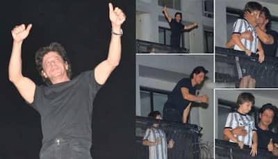 Shah Rukh Khan waves at his crazy Jabra fans outside Mannat at midnight, does his signature pose on 57th birthday - Watch