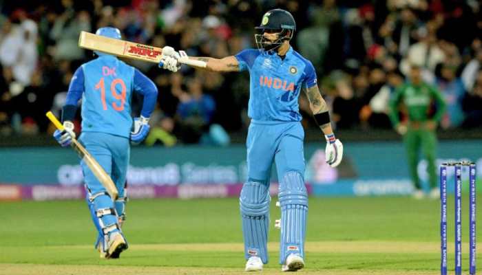 Former India captain Virat Kohli became the highest run-scorer in T20 World Cups with 1,065 runs. Kohli surpassed former Sri Lanka captain Mahela Jayawardene record. (Photo: ANI)